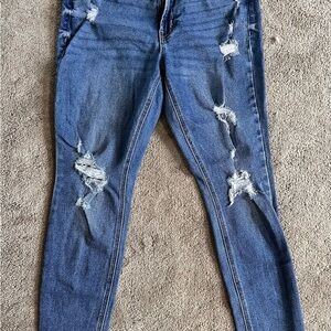Old Navy Blue Skinny Jeans Distressed Design